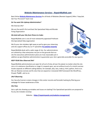 Website Maintenance Services - RepairMyWeb.com