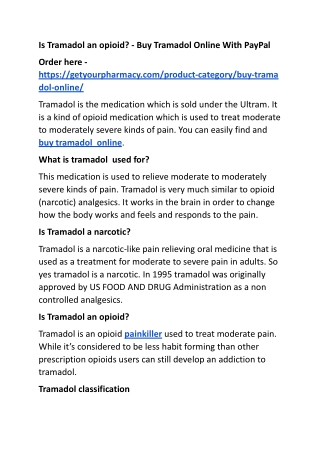 Is Tramadol an opioid