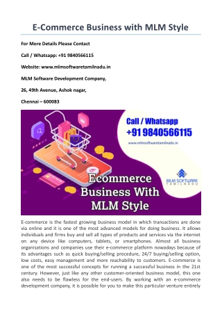 E-Commerce Business with MLM Style