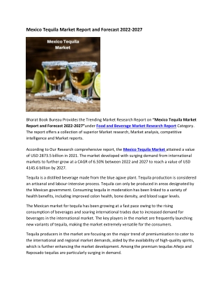 Mexico Tequila Market Report and Forecast 2022-2027