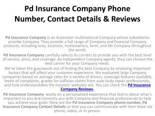 Pd Insurance Company Phone Number, Contact Details & Reviews