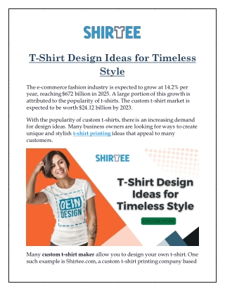 T-Shirt Design Ideas for Timeless Style