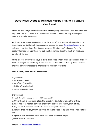 Deep-Fried Oreos & Twinkies Recipe That Will Capture Your Heart