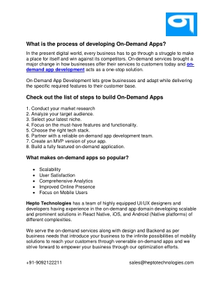 What is the process of developing On demand app