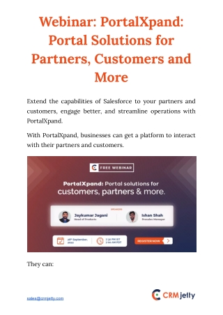 Webinar CRMJetty's Portal Solutions for Partners, Customers and More