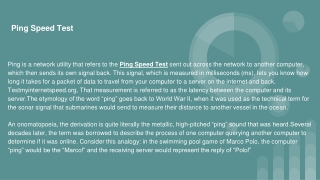 Ping Speed Test