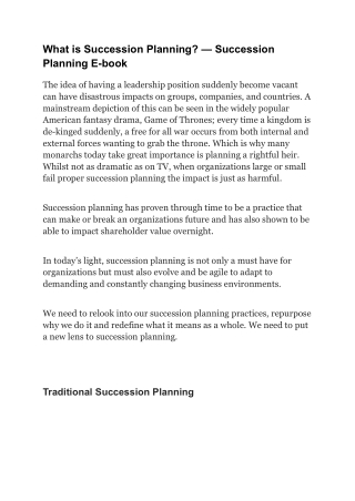 What is Succession Planning and Succession Planning E-book