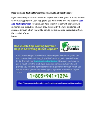 Does Cash App Routing Number Help In Activating Direct Deposit?
