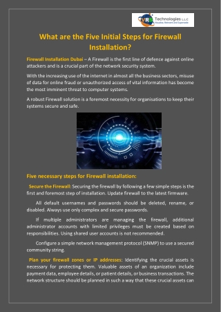 What are the Five Initial Steps for Firewall Installation