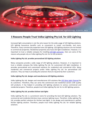 5 Reasons People Trust Volka Lighting Pty Ltd