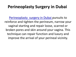 Perineoplasty Surgery in Dubai