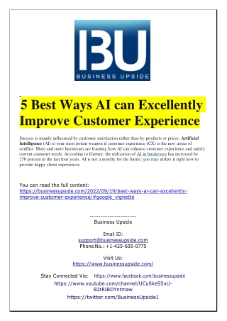 5 Best Ways AI can Excellently Improve Customer Experience