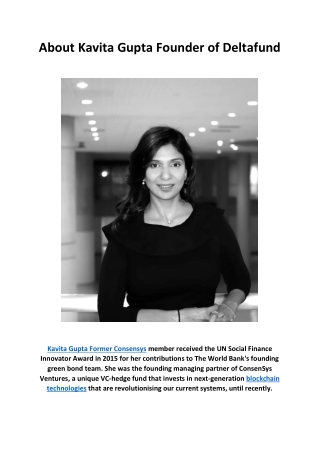 Kavita Gupta Founder of Deltafund