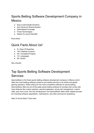 Sports Betting Software Development Company in Mexico | GammaStack