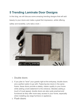 Top 5 Trending Laminate Door Designs - Royale Touche