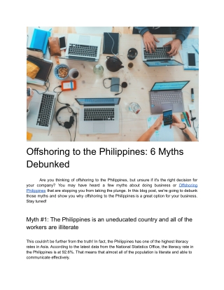 Offshoring to the Philippines: 6 Myths Debunked