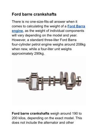 Ford barre crankshafts