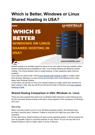 Which is Better, Windows or Linux Shared Hosting in USA?