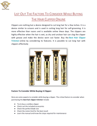 List Out The Factors To Consider While Buying The Hair Clipper Online