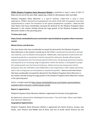 Ethylene Propylene Diene Monomer market