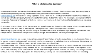 What is a Catering Van business