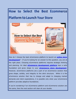 How to Select the Best Ecommerce Platform to Launch Your Store