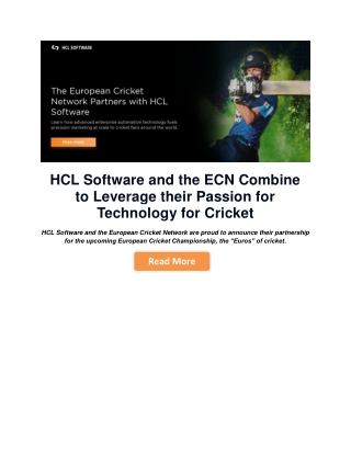 HCL Software and the ECN Combine  to Leverage their Passion for  Technology