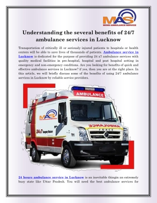 24 Hours Ambulance Service in Lucknow