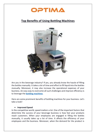 Top Benefits of Using Bottling Machines