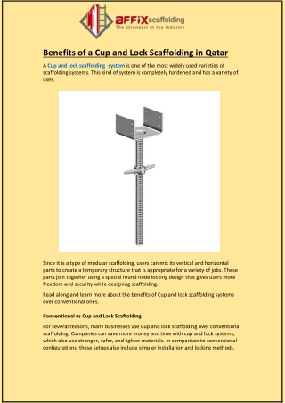 Benefits of a Cup and Lock Scaffolding in Qatar