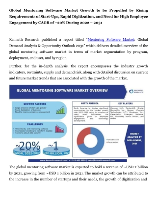 Global Mentoring Software Market Press Release