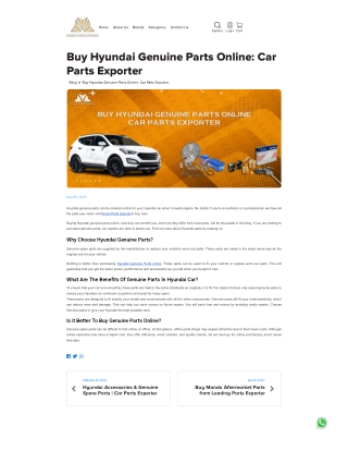BUY HYUNDAI PARTS ONLINE FROM SMART PARTS EXPORTS