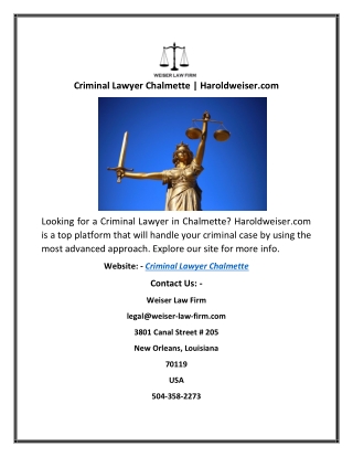 Criminal Lawyer Chalmette | Haroldweiser.com