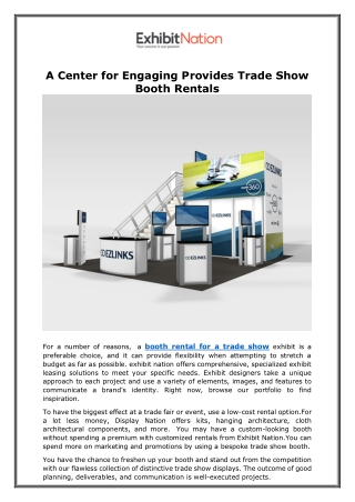 A Center for Engaging Provides Trade Show Booth Rentals