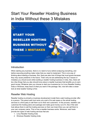 Start Your Reseller Hosting Business Without these 3 Mistakes