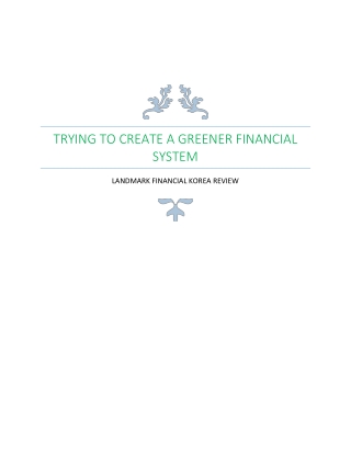 To Create a Greener Financial System