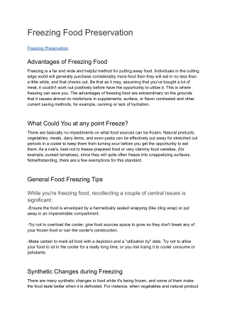 freezing preservation