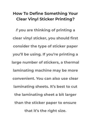 How To Define Something Your Clear Vinyl Sticker Printing