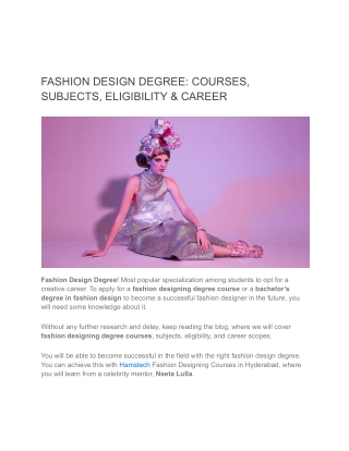 FASHION DESIGN DEGREE_ COURSES, SUBJECTS, ELIGIBILITY & CAREER