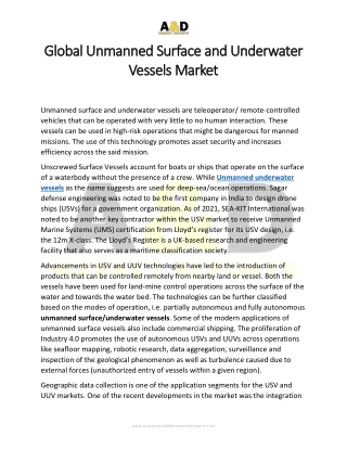 Global Unmanned Surface and Underwater Vessels Market
