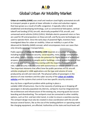 Global Urban Air Mobility Market