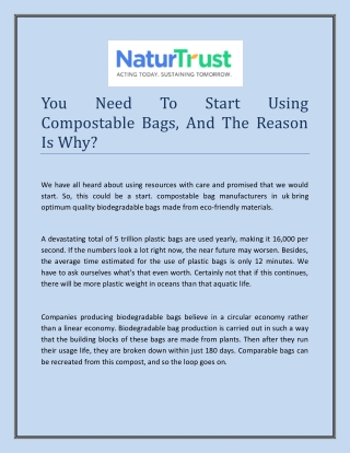 You Need To Start Using Compostable Bags, And The Reason Is Why