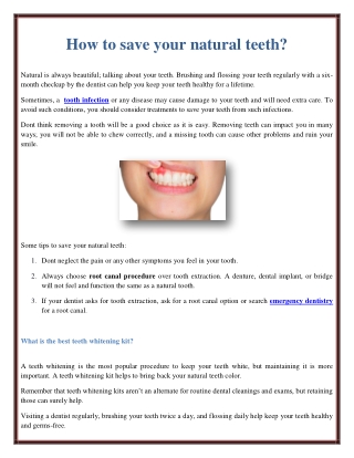 How to save your natural teeth?