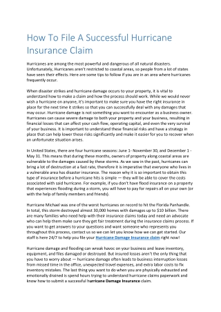 How To File A Successful Hurricane Insurance Claim