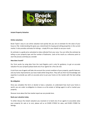 Property Valuation Horsham - Brock Taylor