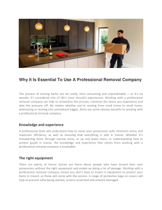 Why It Is Essential To Use A Professional Removal Company - Easy shipping