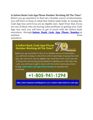 Is Sutton Bank Cash App Phone Number Working All The Time