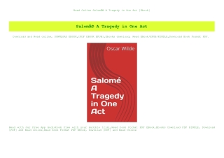 Read Online SalomÃƒÂ© A Tragedy in One Act [Ebook]