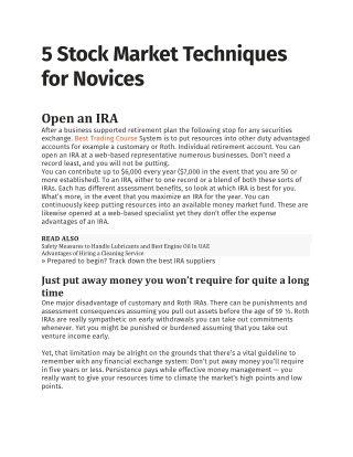 5 Stock Market Techniques for Novices