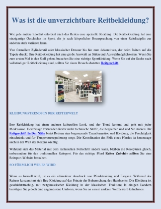 Was ist die unverzichtbare Reitbekleidung?